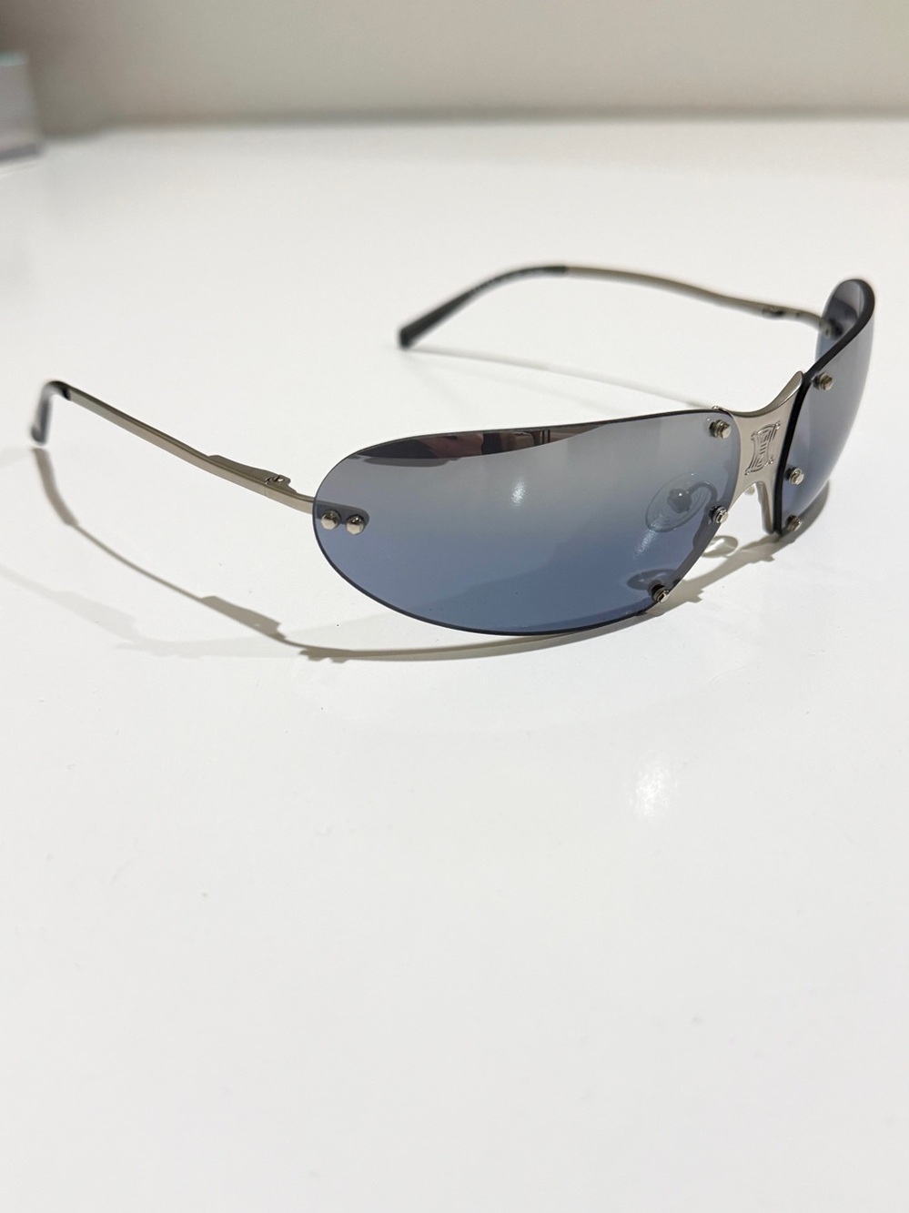 VTG Celine Triomphe Wrap Sunglasses SC 1032 Col. 581 Silver Y2K Deadstock Set - Picture 8 of 14